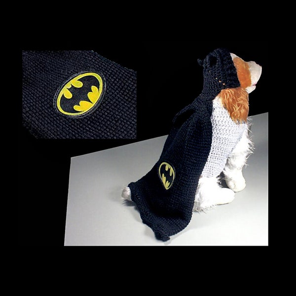 Handmade Crochet Superhero Pet Costume Cat or Small Dog Cape Hood Halloween Outfit
