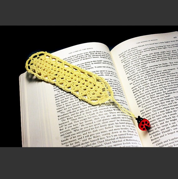 Light Yellow Bookmark, Ladybug, Crochet, 9 Inches, Book Lovers Gift, Handmade, Readers Gift, Teacher's Gift