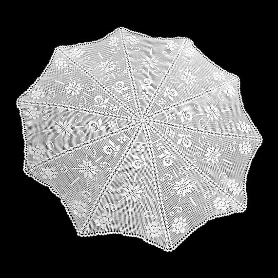 Crochet Tablecloth Handmade 60 Inch , Large Round Filet Lace