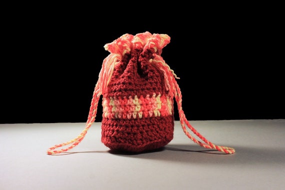 Gift Bag, Mini Tote, Wristlet, Handbag, Drawstring Bag, Boho Bag, Hippie Bag, Handmade, Crochet, Gift Idea Gift Bag