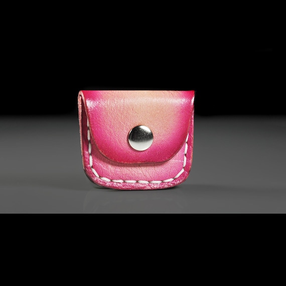 Leather Mini Pouch with Snap Closure, Handmade and Hand-Painted Small Leather Coin Purse, Ideal for Small Items
