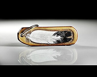 Hand Tooled Leather Feather Keychain