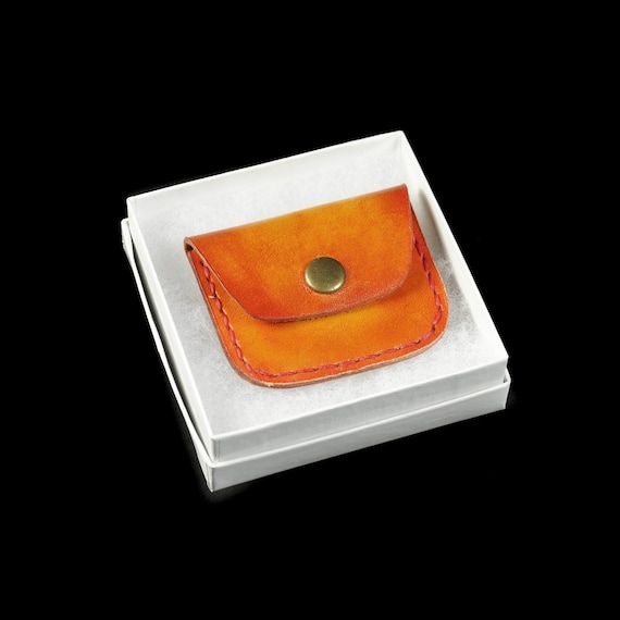 Leather Mini Pouch with Snap Closure, Handmade and Hand-Painted Small Leather Coin Purse, Ideal for Small Items