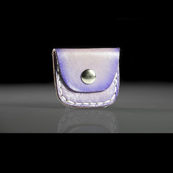 Leather Mini Pouch with Snap Closure, Handmade and Hand-Painted Small Leather Coin Purse, Ideal for Small Items