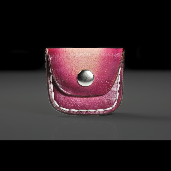Leather Mini Pouch with Snap Closure, Handmade and Hand-Painted Small Leather Coin Purse, Ideal for Small Items