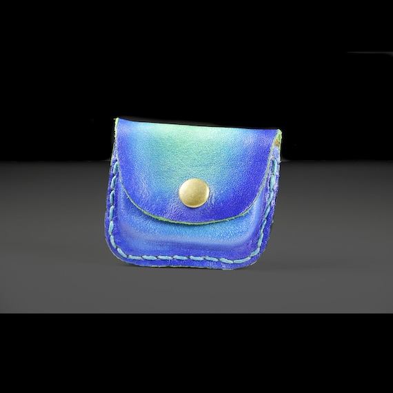 Handmade Leather Mini Pouch with Snap Closure, Hand-Painted Small Leather Coin Purse, Ideal for Small Items