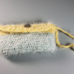 Crochet Coin Purse, Yellow Green Wristlet image 2