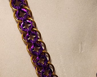 Electric Violet and Gold Chainmail Collar Necklace