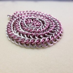 Half Persian 4-in-1 Pink and Silver Chainmaille Collar Necklace