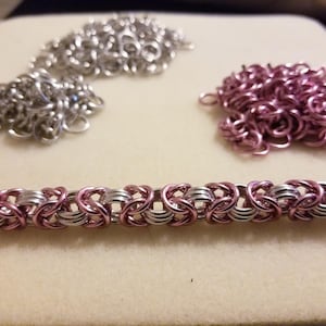 Byzantine Pink and Silver Chainmaille Collar Necklace