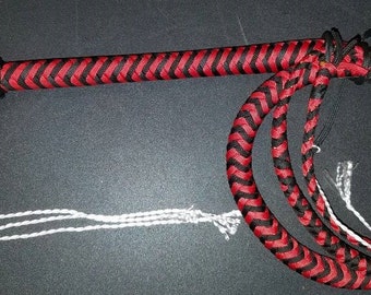 Red and Black 6ft 16 Plait Paracord Bullwhip