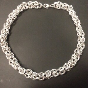 Byzantine Silver Chainmaille Collar Necklace