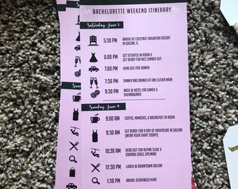 bachelor itinerary etsy