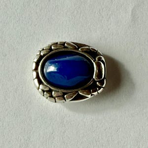 10mm Flat Scarab Blue Resin Slider, Antique Silver, Qty 1