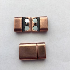 10mm Flat Rounded Magnetic Clasp, Antique Copper- Qty 1