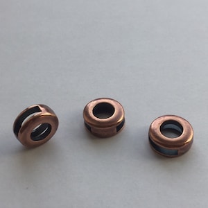 10mm flat round frame slider, Antique Copper, price for 2