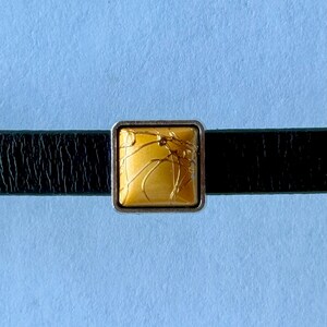 10mm Flat Matte Gold Resin Slider, Antique Silver, Qty 1