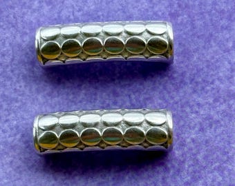 5mm Flat Cord Circles Tube Slider,Spacer, Antique Silver, Qty 2