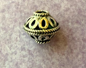 Bali Silver Handmade Beads, 10mmx12mm,  Qty 2