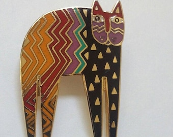 Vintage Laurel Burch "BUELOW" Pin/Brooch - Enamel - Signed RARE HTF Excellent used condition