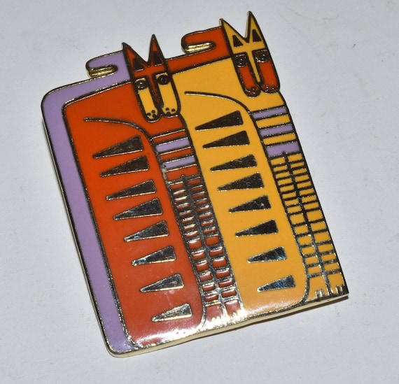 Vintage Laurel Burch EgyptiCat Colorful Cat Pin Br