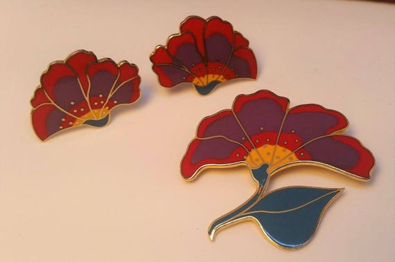 Laurel Burch Vintage Rare 3-piece set BLOOMING PA… - image 3