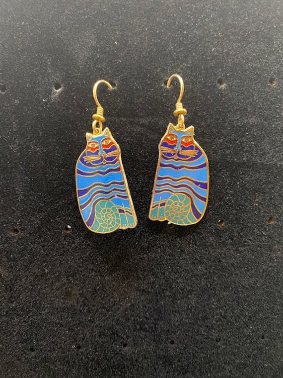 Laurel Burch Cat Earrings " Kaytie" Rare with Gre… - image 3