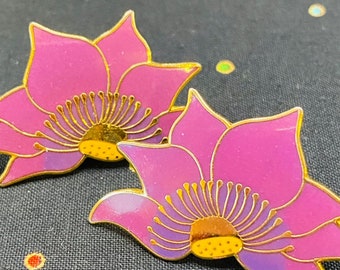 Laurel Burch Vintage RARE PURPLE  Lotus Earrings . Gorgeous signed Collectors Alert