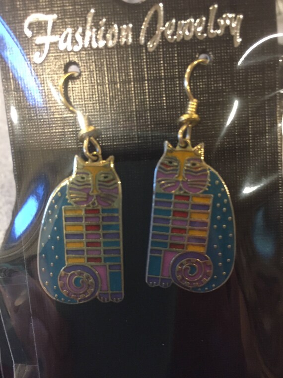 Laurel Burch " RAINBOW CAT COUSIN " enamel Earrin… - image 4