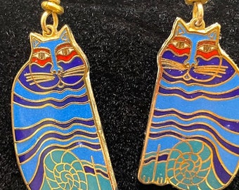 Laurel Burch Cat Earrings " Kaytie" Rare with Great color