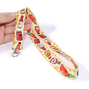 Hot Sauce Lanyard, Spicy Fire hot Pepper Scovilla Scale Food Foodie Art, Lanyard ID Name Tag Holder with Swivel Clip Hook