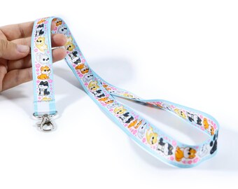 Shiba Inu Lanyard, Cute Black, White, Tri, Red, Shiba Inu dog Funny Art, Lanyard ID Name Tag Holder with Swivel Clip Hook