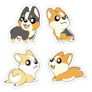 Corgis 3in Aufkleber, Tan Tri Rot Schwarz Corgis Butt Niedliche Hundefiguren, gedruckt auf wasserdichtem UV-beständigem, dauerhaftem permanentem Vinyl