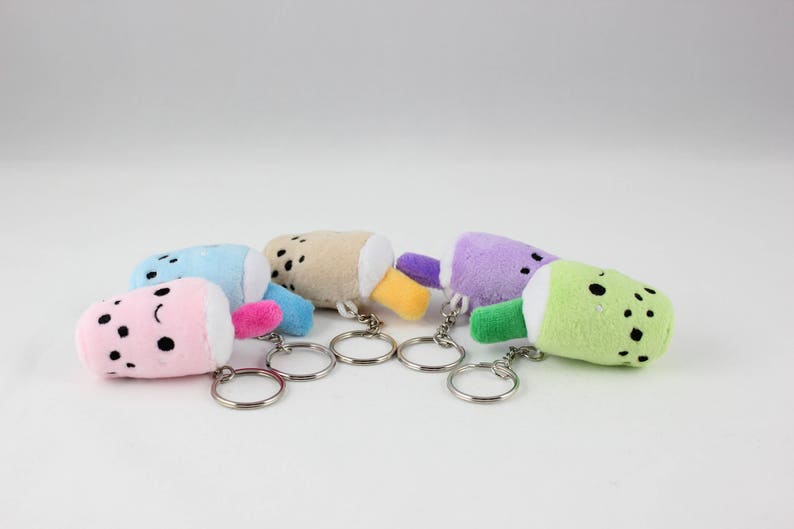 Food TINY Boba Bubble Tea Drink Plush Keychain