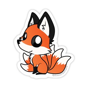 Renard avec 6 queues 3 po. Autocollants en vinyle, esprit magique animal mignon, design artistique unique, vinyle permanent durable, imperméable et résistant aux UV