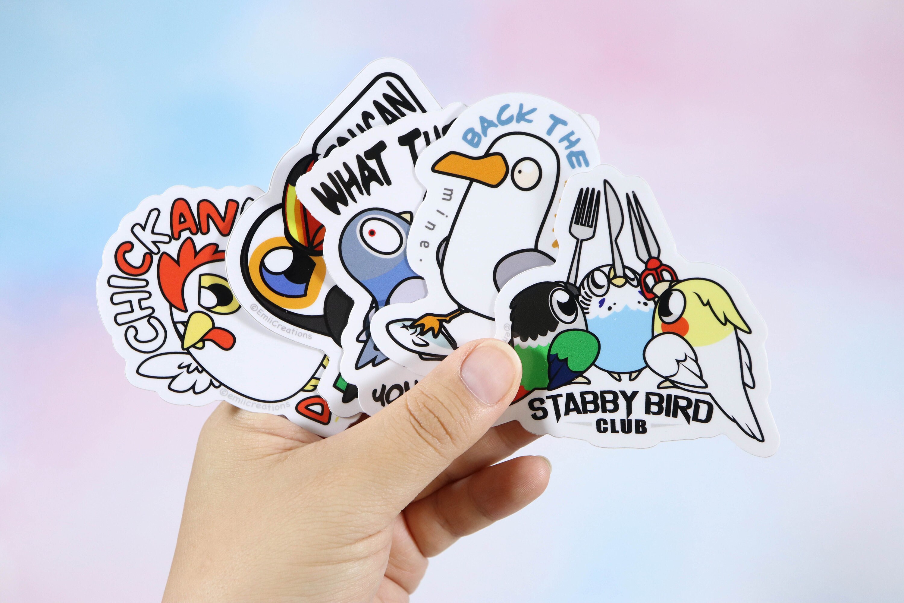 Talken Sticker Cute Talking Bird Stickers, Punny Toucan, Pigeon, Chicken, Seagull ...