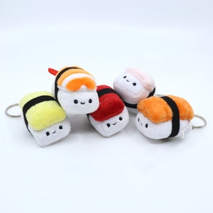 TINY Nigiri Sushi Plush Keychain, Shrimp, Tuna, Salmon, Yellowtail Hamachi, Egg Tamago Asian Food image 4