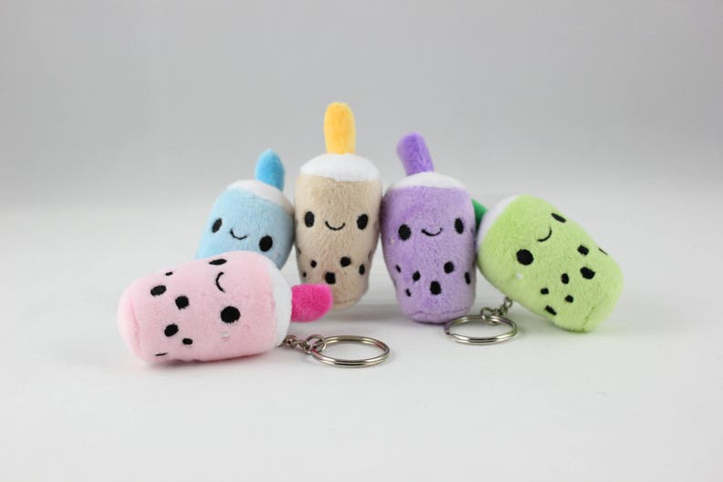 Food TINY Boba Bubble Tea Drink Plush Keychain