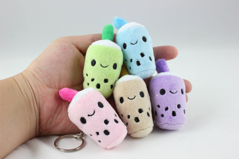 Food TINY Boba Bubble Tea Drink Plush Keychain