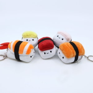 TINY Nigiri Sushi Plush Keychain, Shrimp, Tuna, Salmon, Yellowtail Hamachi, Egg Tamago Asian Food image 1