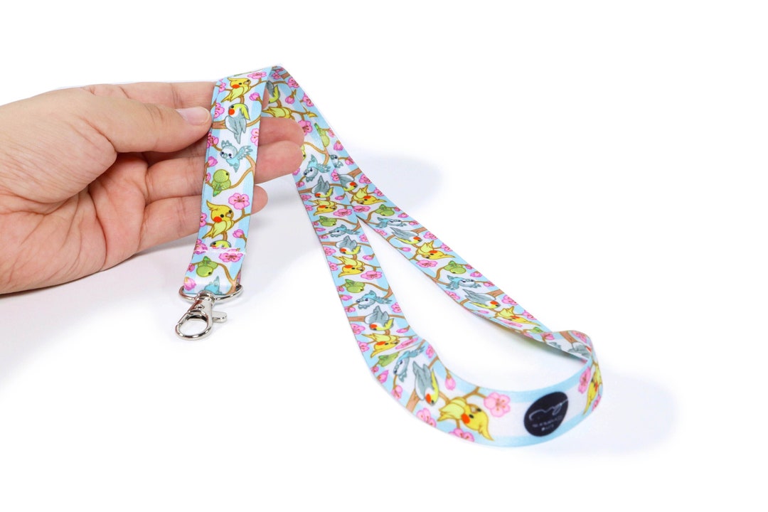 Cockatiel and Budgie Lanyard, Cute Bird Pet Funny Art, Lanyard ID Name ...