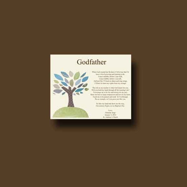 Godfather gift - Personalized gift for Godfather, Godfather Gift from Godchild - Godfather Baptism Keepsake - Godparent Gift-  TREE