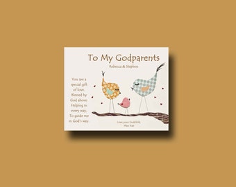 Godparents gift - Personalized gift for Godmother and Godfather - Gift from Godchild - Godparents Baptism Keepsake