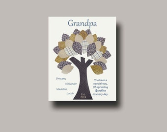 Grandpa gift - Family Tree - Personalized gift for Grandfather - Father's Day Gift - Gift from kids - Grandpa Keepsake - Grandpa Print