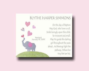 Girl Baptism Gift, Christening Gift Girl, Personalized, Christening Keepsake, Girl Godchild Gift, Christening gift from Godparents  ELEPHANT