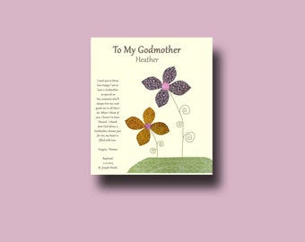 Godmother gift - Godparent Gift - Personalized gift for Godmother - Gift from Godchild - Godmother Keepsake, Godmother Christening  - TREE