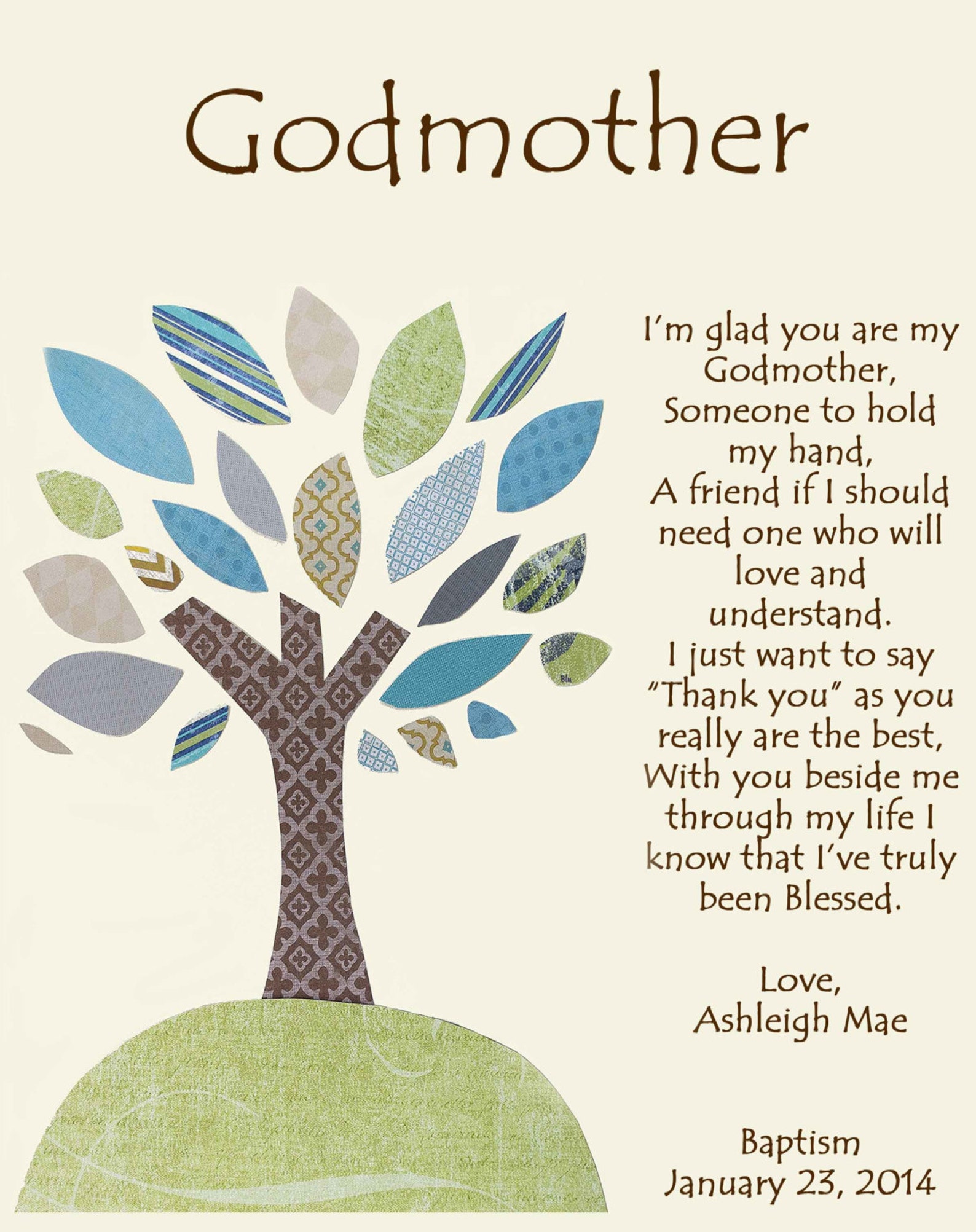 Godmother Gift Personalized Gift for Godmother Godparent Etsy