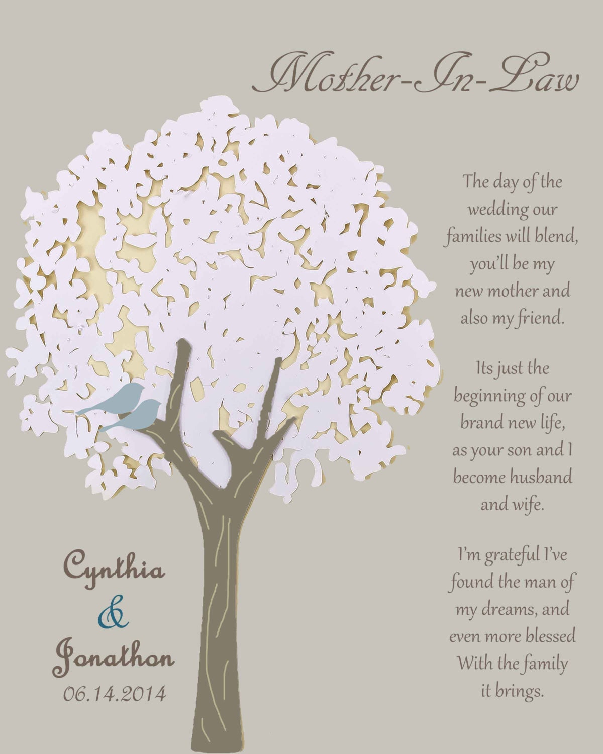 Wedding Gift for Mother in Law Thank You Print Mother of - Etsy