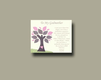 Godmother gift - Godparent Gift - Personalized gift for Godmother - Gift from Godchild - Godmother Keepsake, Godmother Christening  - TREE