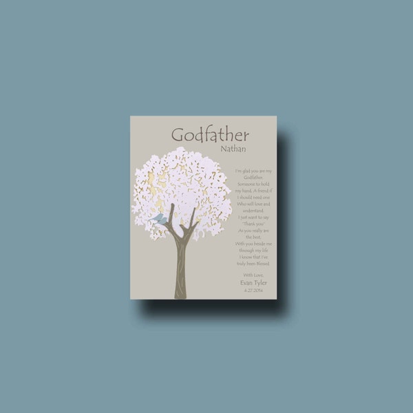 Godfather gift - Personalized gift for Godfather, Gift from Godchild - Godfather Print - Gift for Godparents - Godfather Christening - TREE